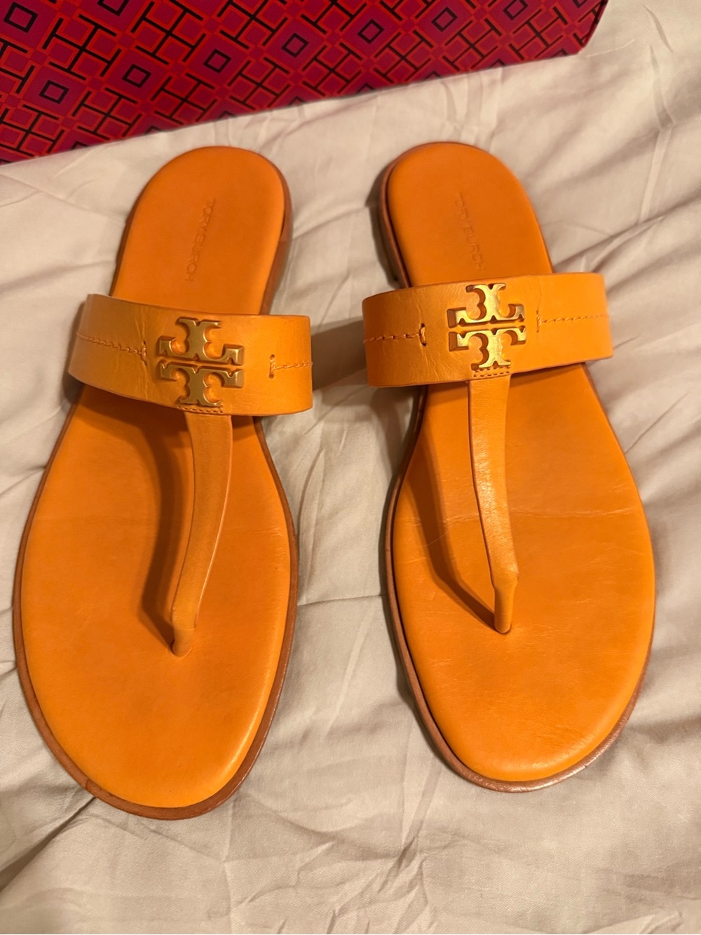 Tory Burch Mini Everly Leather Sandals with Gold Logo